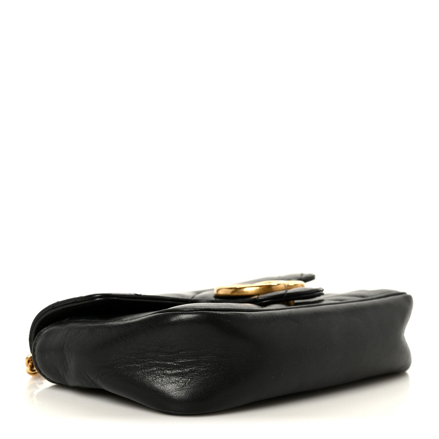 Calfskin Matelasse Super Mini GG Marmont Shoulder Bag Black