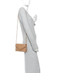Grain De Poudre Matelasse Chevron Monogram Envelope Chain Wallet Cork