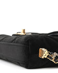 Velvet Quilted Crush On Chains Flap Bag Black