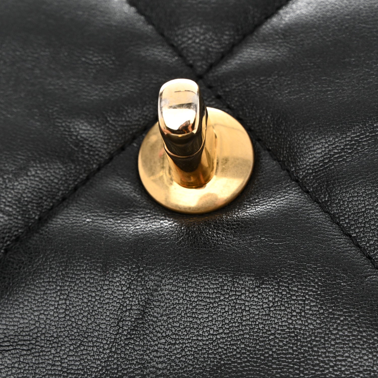 Shiny Goatskin Quilted Large CHNL 19 Flap Black