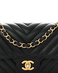 Lambskin Chevron Quilted Mini Rectangular Flap Black