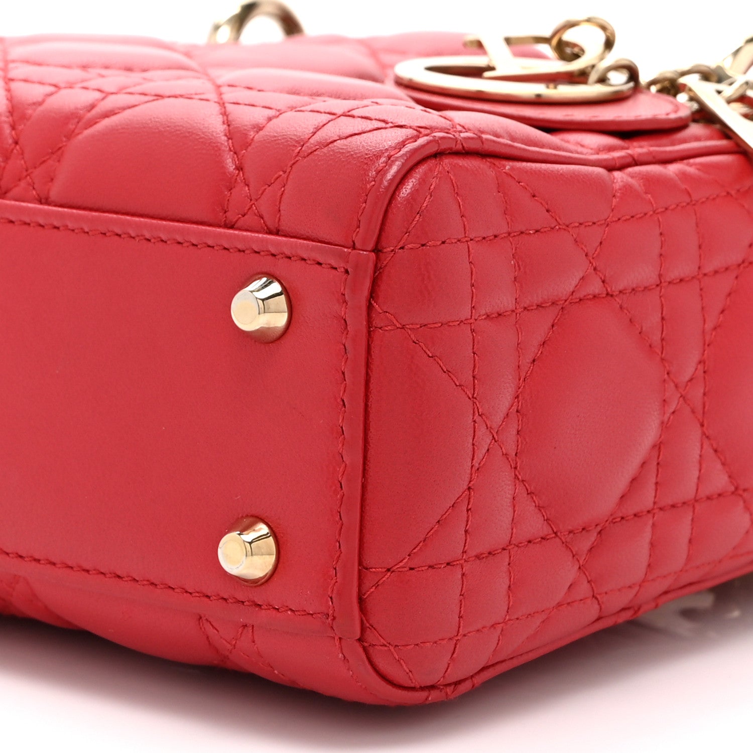 Lambskin Cannage Mini Lady D1OR Red