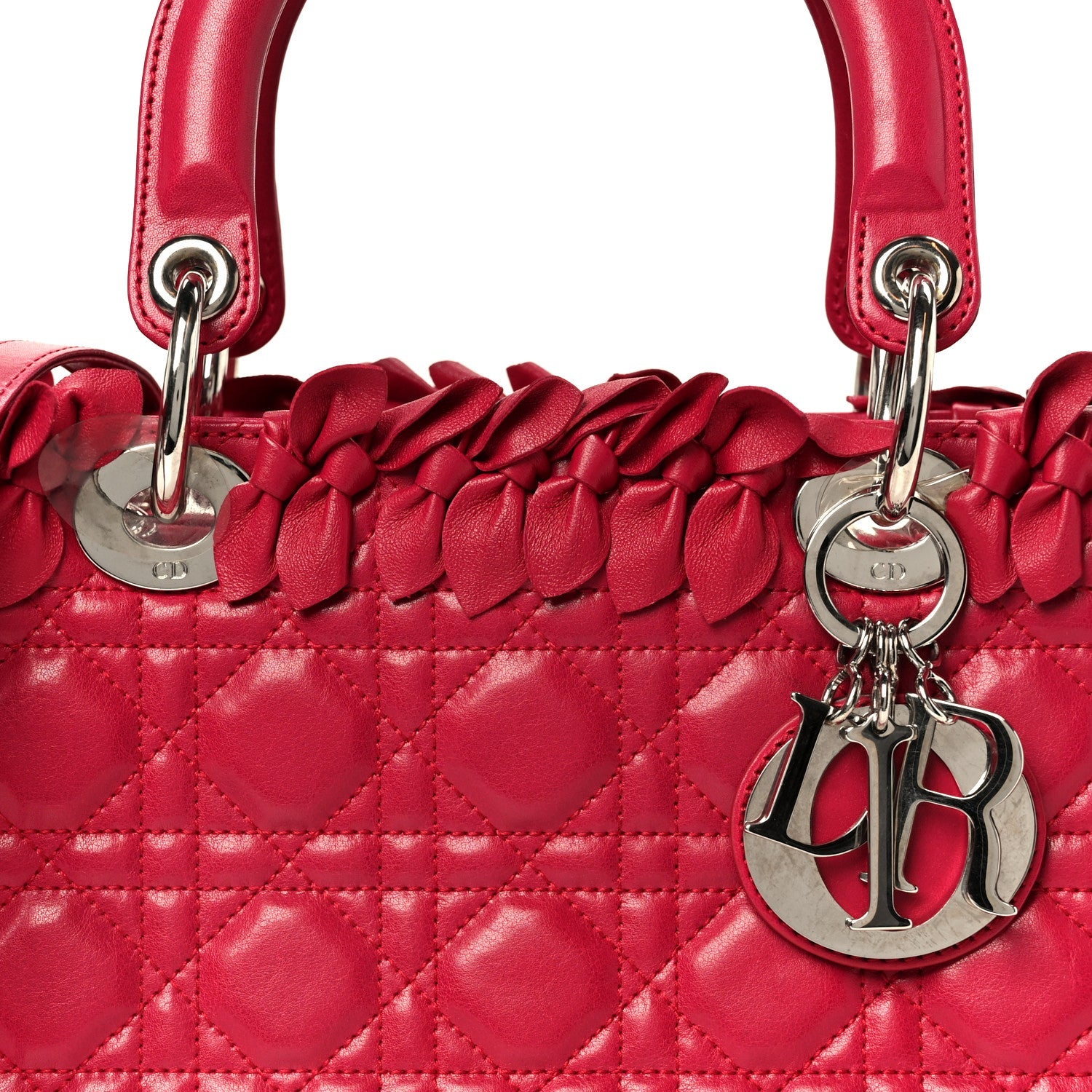 Lambskin Cannage Bow Medium Lady D1OR Fuchsia