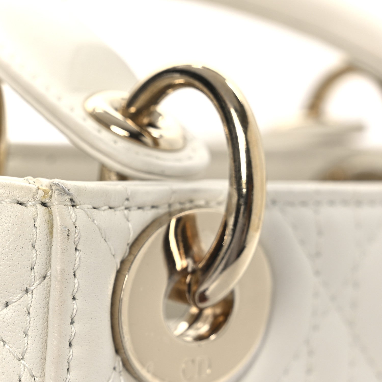 Lambskin Cannage Mini Lady D1OR White