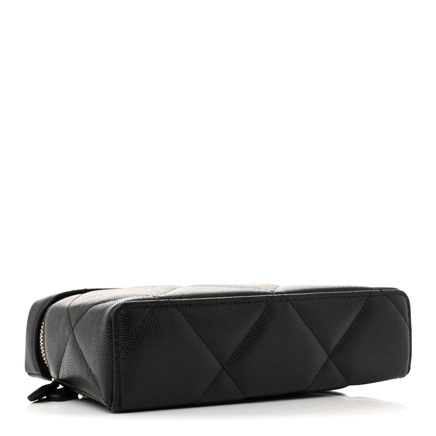 Caviar Quilted Top Handle Slim Vanity With Chain Black