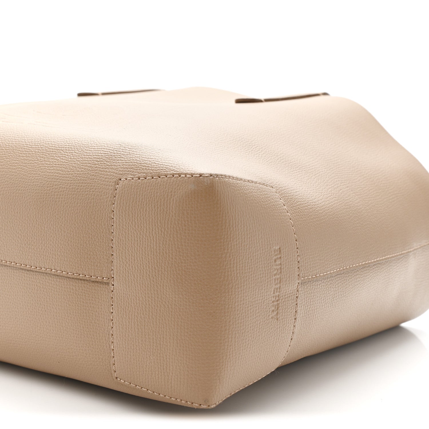 Calfskin TB Motif Embossed Medium Tote Camel