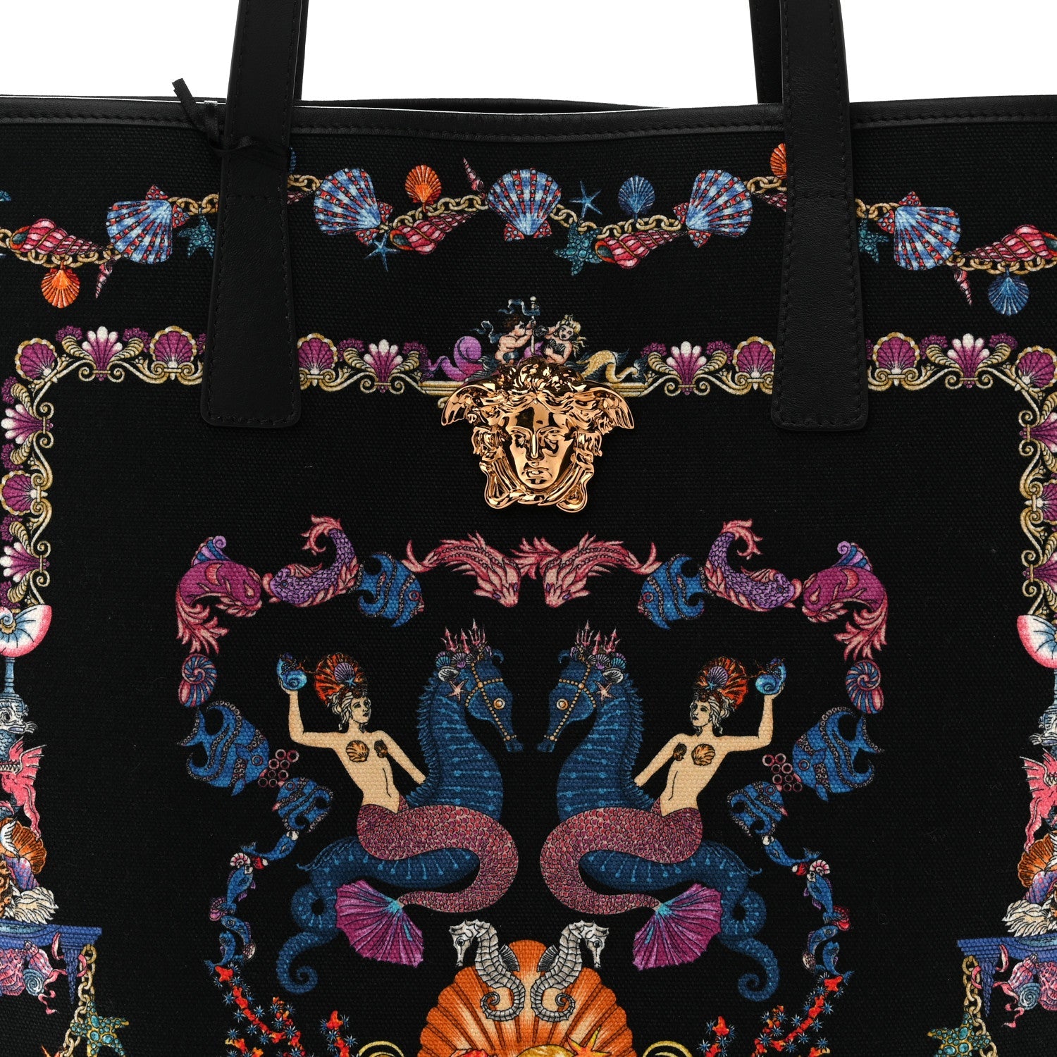 Canvas Underwater Medusa Tote Black Multicolor