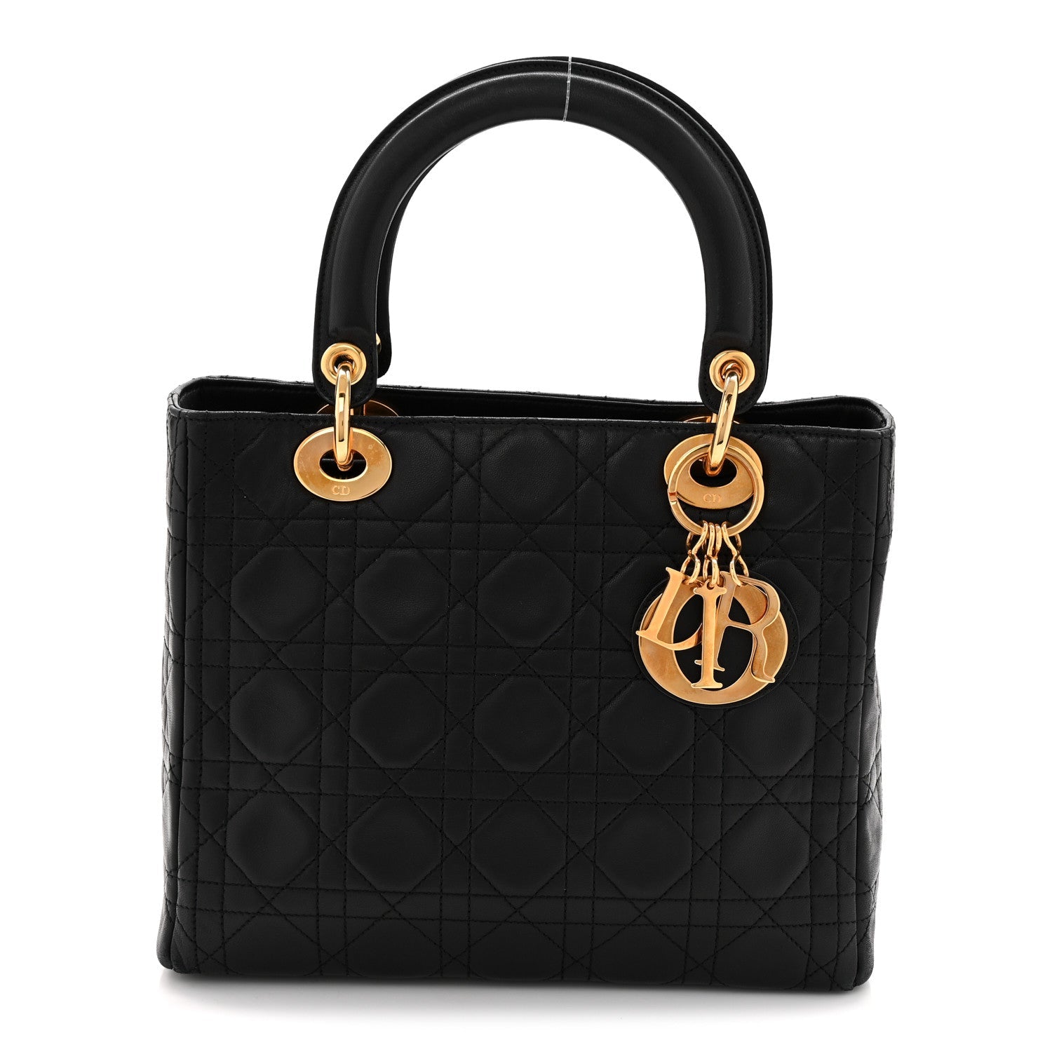 Lambskin Cannage Medium Lady D1OR Black