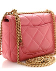Lambskin Enamel Quilted Pending CC Mini Square Flap Pink
