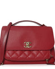 Caviar Quilted Large Business Affinity Flap Red