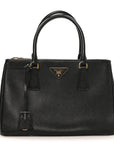 Saffiano Lux Small Galleria Double Zip Tote Black