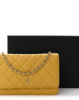 Lambskin Quilted Wallet On Chain WOC Yellow
