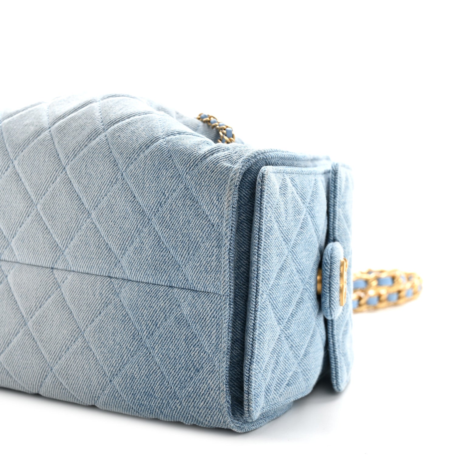 Washed Denim Quilted Small CHNL 25 Handbag Blue