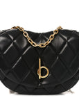 Lambskin Quilted Rocking Horse Shoulder Bag Black