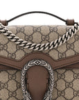 GG Supreme Monogram Textured Dollar Calfskin Top Handle Dionysus Shoulder Bag Beige Ebony New Acero