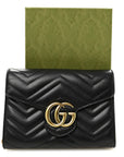 Calfskin Matelasse GG Marmont Chain Wallet Black