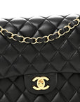 Lambskin Quilted Medium Double Flap Black