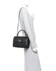 Lambskin Quilted Small Trendy CC Dual Handle Flap Bag Black