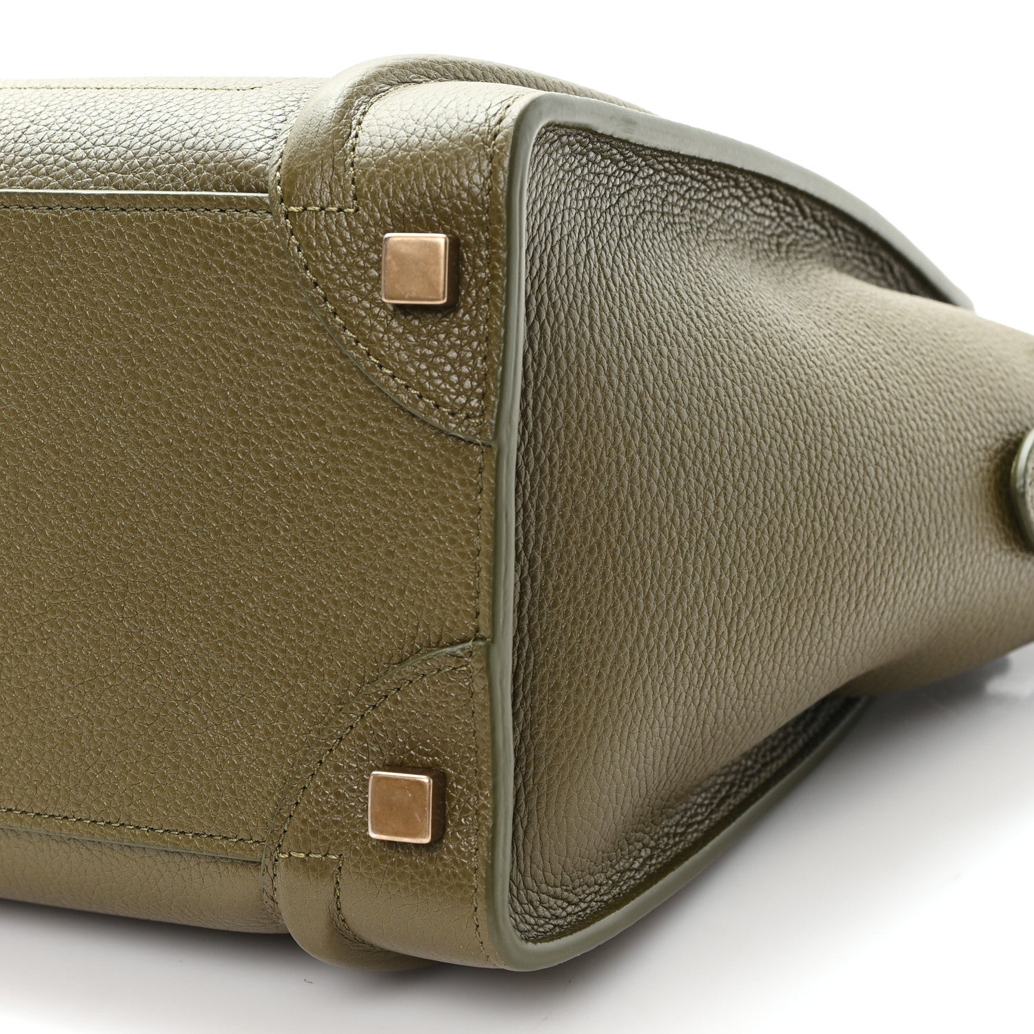 Drummed Calfskin Micro Luggage Dark Olive
