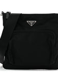 Tessuto Nylon Saffiano Flat Messenger Bag Black