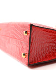 Shiny Alligator Horseshoe Mini Kelly Sellier 20 Rouge de Coeur Rose Mexico