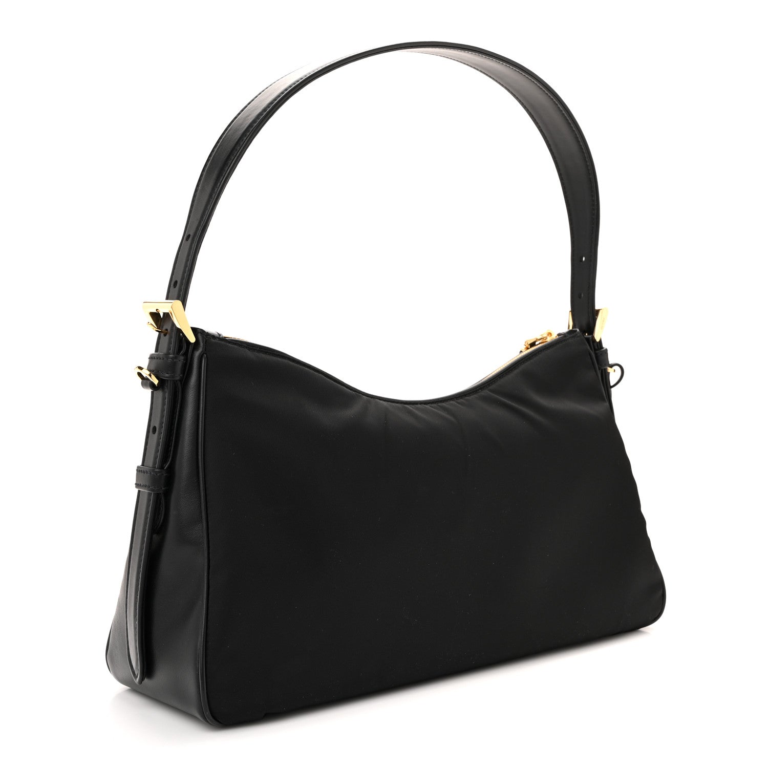 Re-Nylon Vitello Large Aimee Shoulder Bag Black