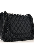 Lambskin Quilted Jumbo Double Flap So Black