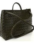 Nappa Intrecciato Medium Andiamo Shoulder Bag Kaki