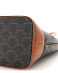 Triomphe Canvas Calfskin Small Bucket Bag Tan