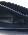 Lambskin Chevron Quilted Small Trendy CC Flap Dual Handle Bag Navy