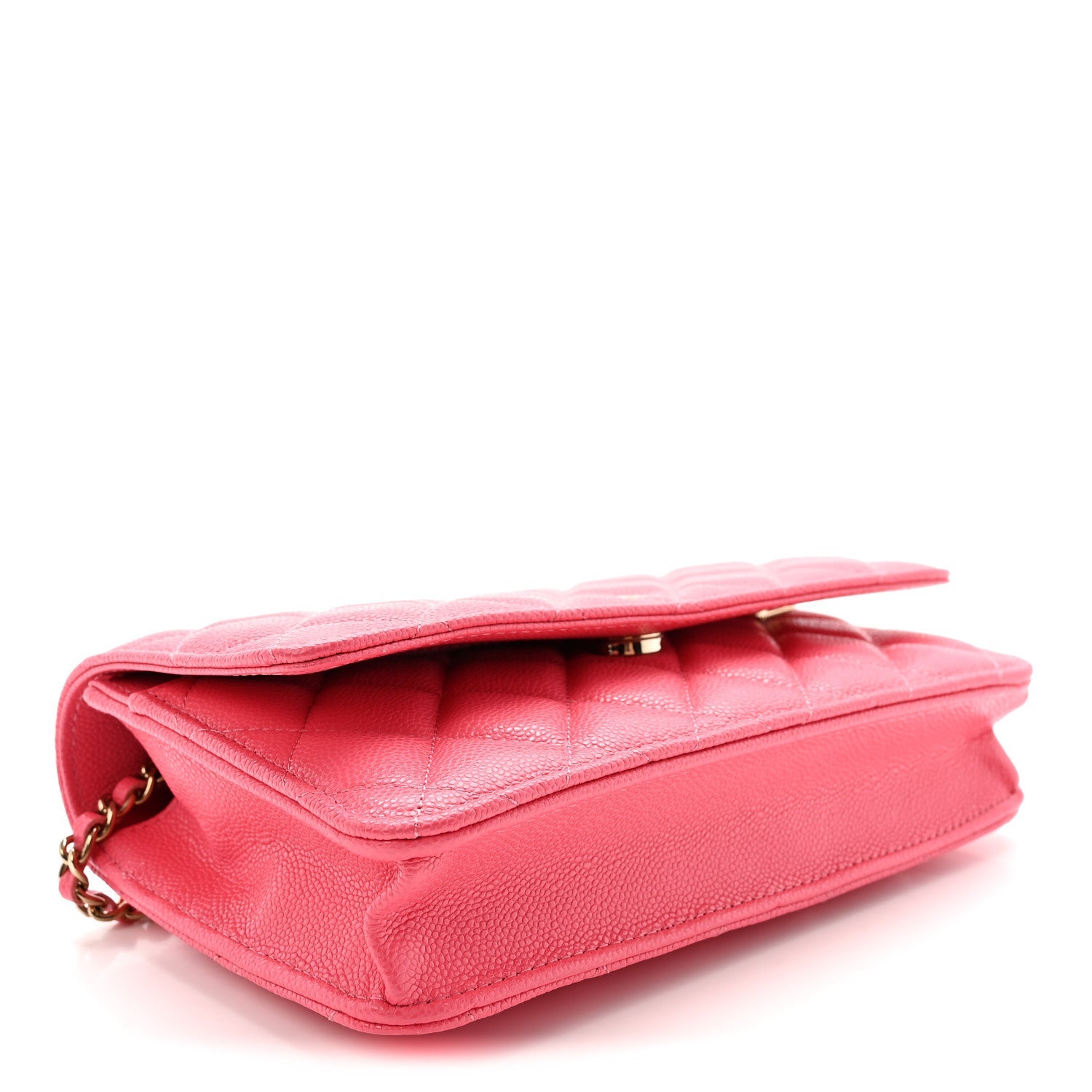 Caviar Quilted Wallet On Chain WOC Dark Pink