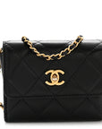 Lambskin Quilted Pearl Crush Clutch With Chain Black