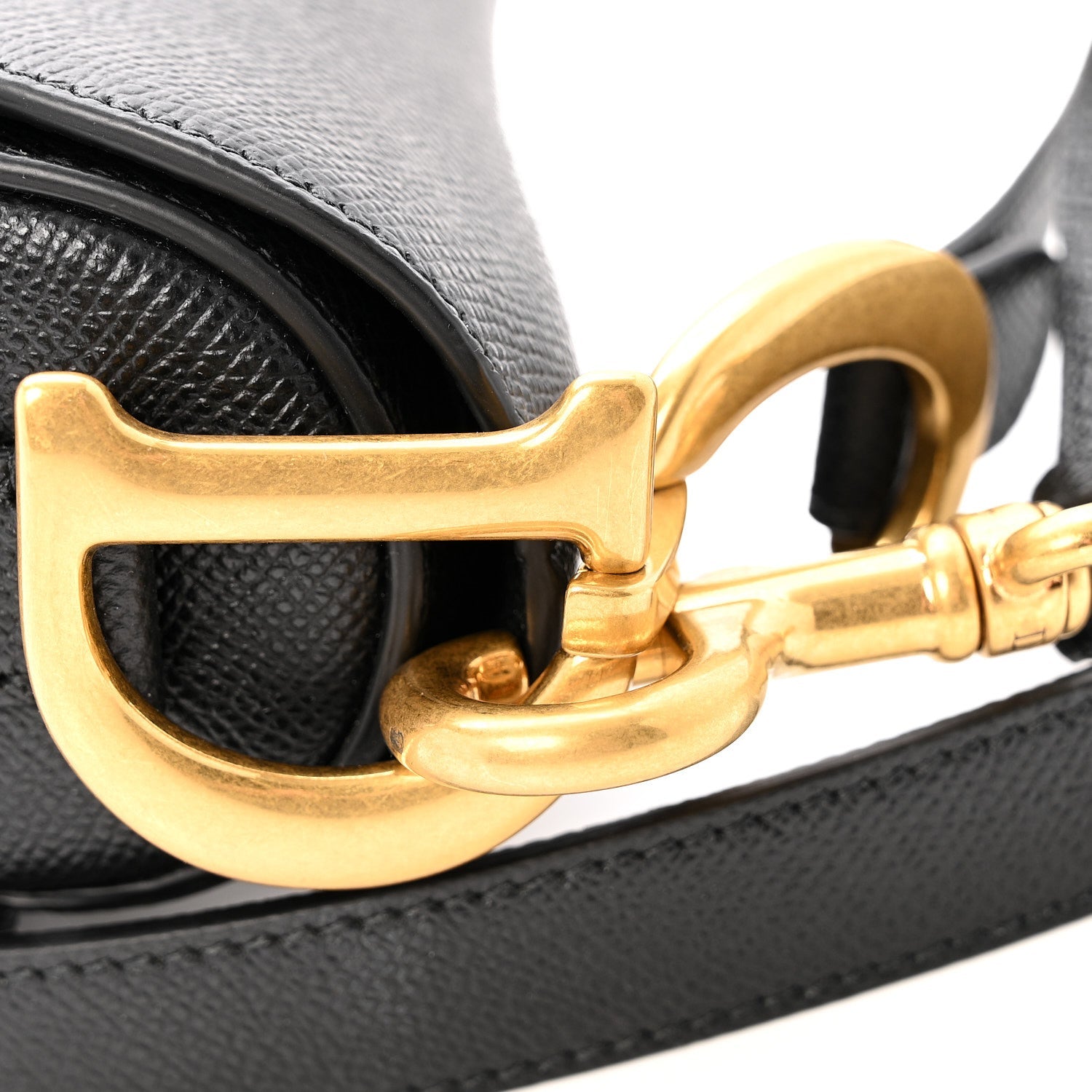 Grained Calfskin Saddle Bag With Strap Black