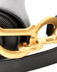 Grained Calfskin Saddle Bag With Strap Black