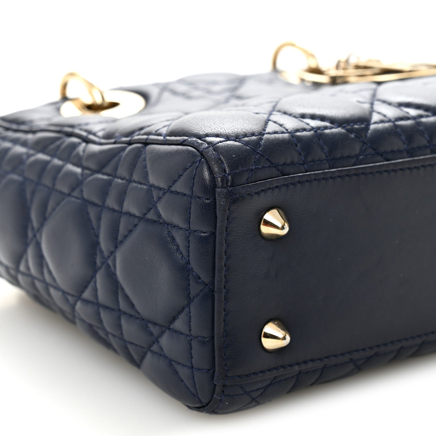 Lambskin Cannage Small Lucky Badges My Lady D1OR Navy
