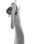 Oblique Embroidered Saddle Bag Blue