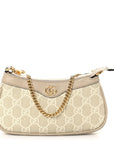 GG Supreme Monogram Textured Dollar Calfskin Web Mini Ophidia GG Handbag Beige Mystic White Oatmeal