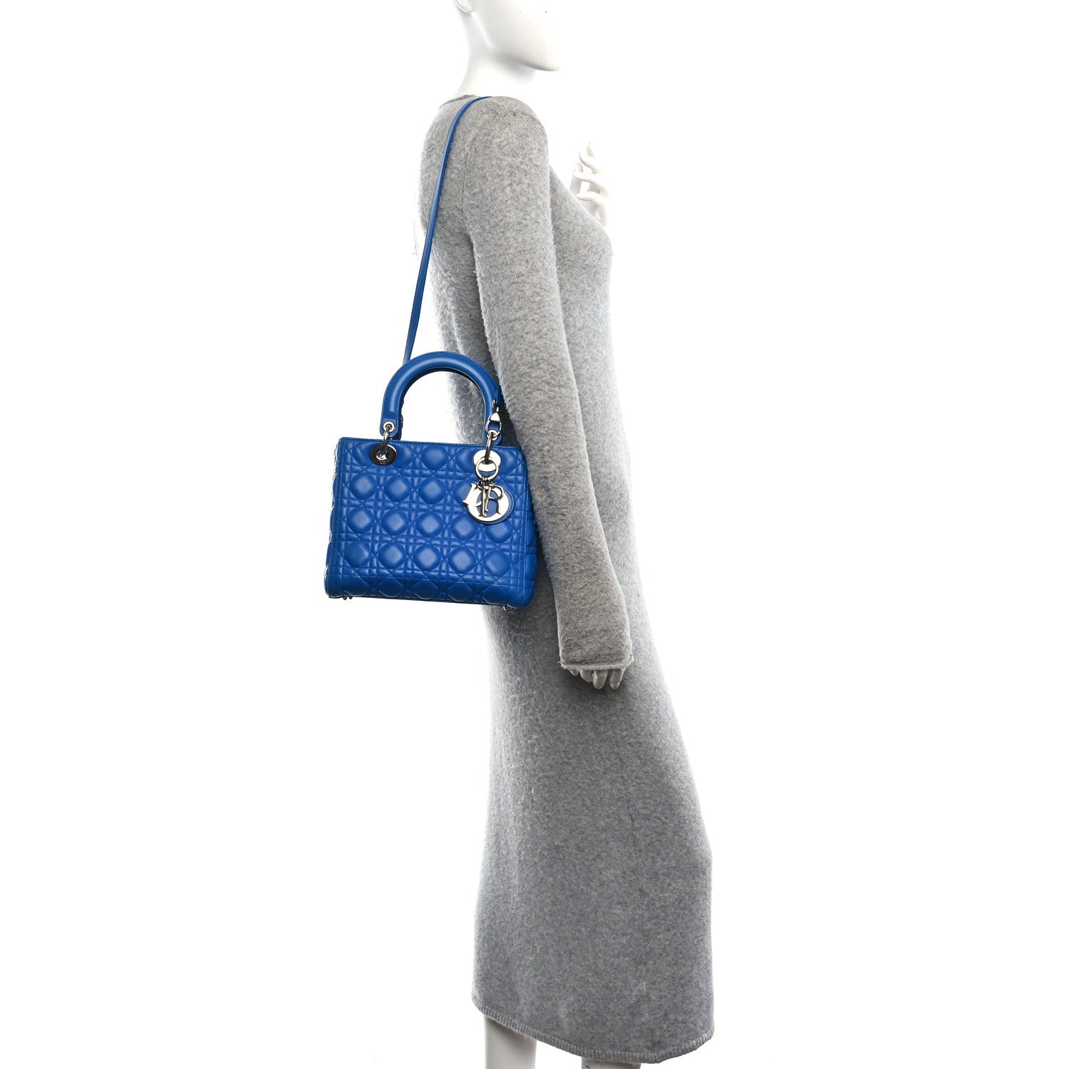 Lambskin Cannage Medium Lady D1OR Blue