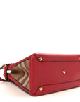 Derby Calfskin House Check Medium Banner Tote Russet Red