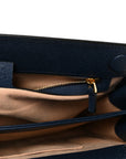 Textured Calfskin Web Medium Ophidia Chain Shoulder Bag Blue Agata