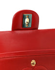 Lambskin Quilted Medium Double Flap Red