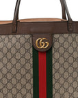 GG Supreme Monogram Web Ophidia Tote Brown