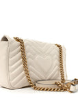 Calfskin Matelasse Small GG Marmont Shoulder Bag White