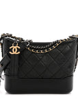 Aged Calfskin Quilted Small Gabrielle Hobo Black