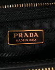 Jacquard Saffiano Triangolo Symbole Embroidered Mini Galleria Double Zip Tote Black Corda