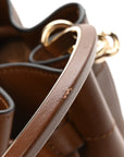 Smooth Shiny Calfskin Bon Bon Bucket Bag Dark Tan