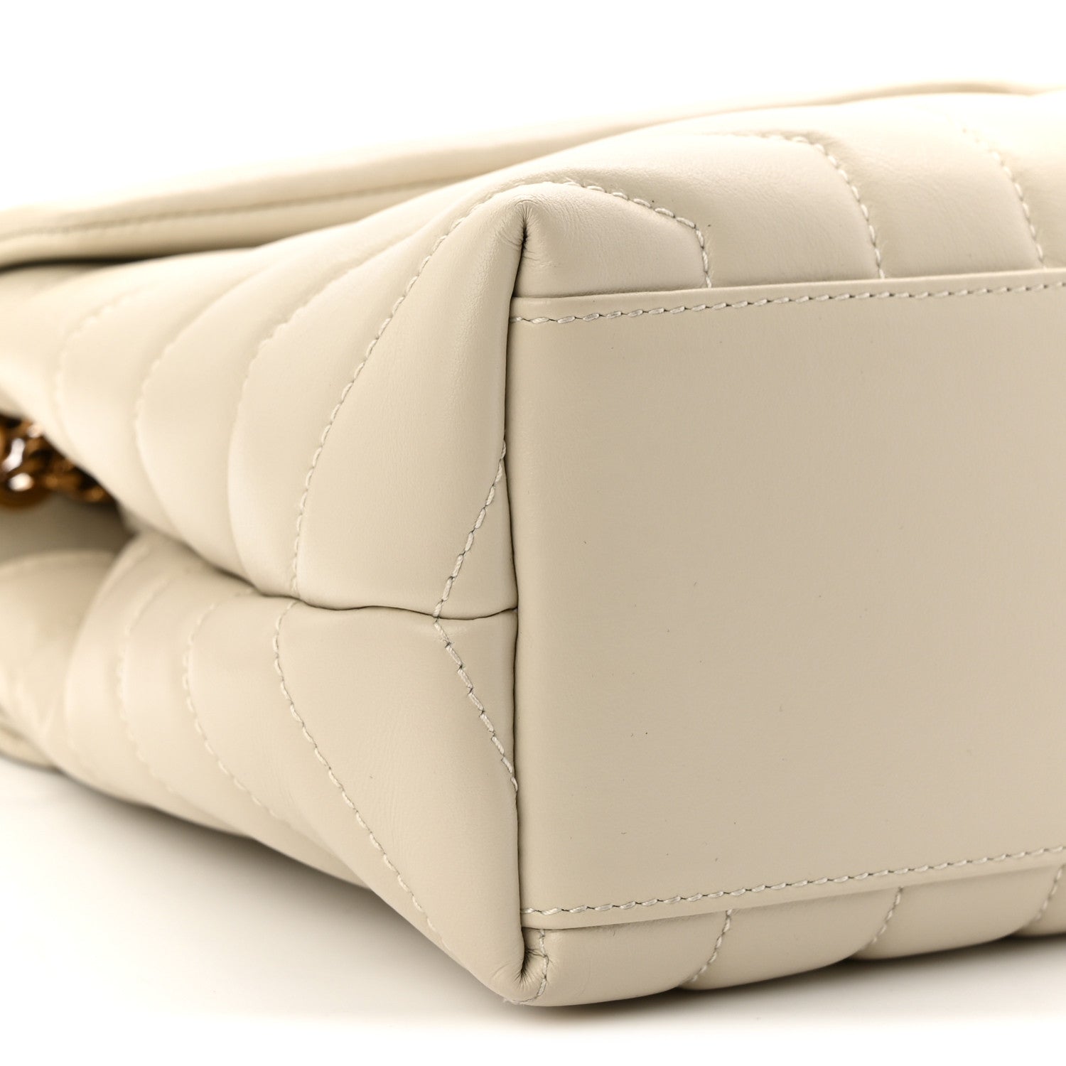 Calfskin Y Quilted Monogram Small Loulou Chain Satchel Crema Soft