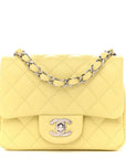 Lambskin Quilted Mini Square Flap Yellow