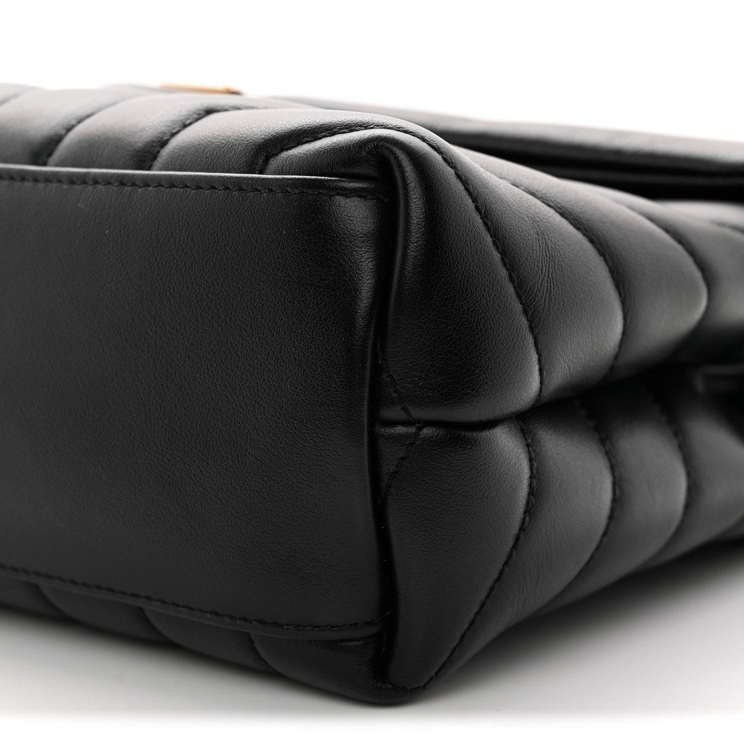 Calfskin Y Quilted Monogram Small Loulou Chain Satchel Black