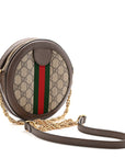 GG Supreme Monogram Web Mini Ophidia Round Shoulder Bag Brown